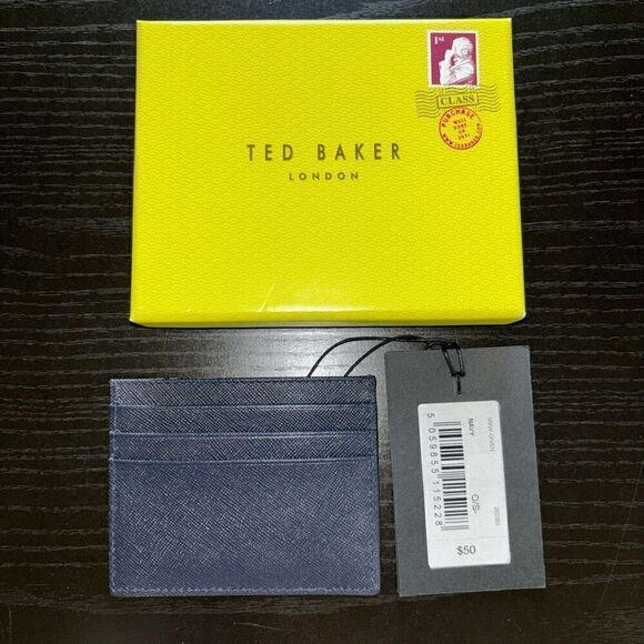 Ted Baker Given Leather Card Holder navy new - Picture 7 of 12